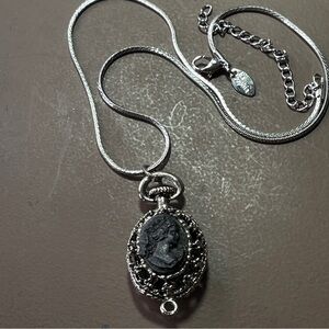 Lia Sophia Black Cameo Necklace